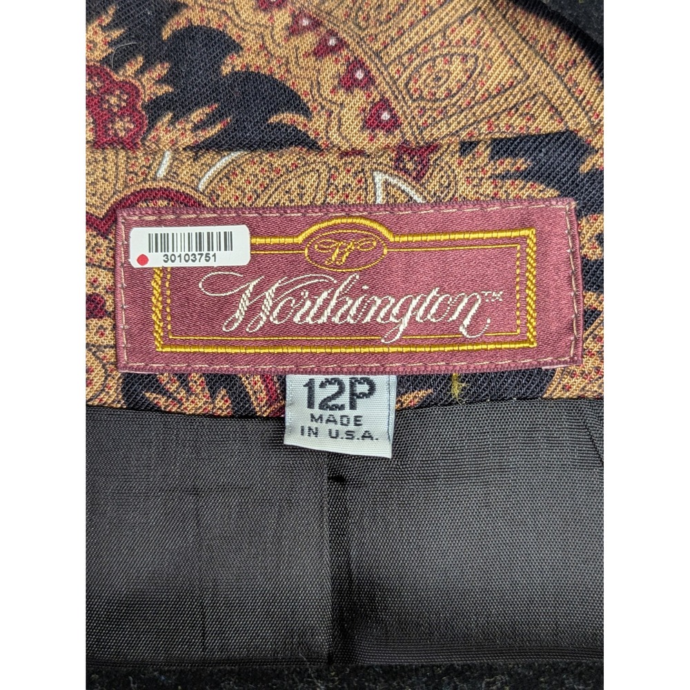 Worthington Womens Vintage Paisley Blazer 12P Jacket Retro Boho Shoulder Pads - Picture 2 of 6